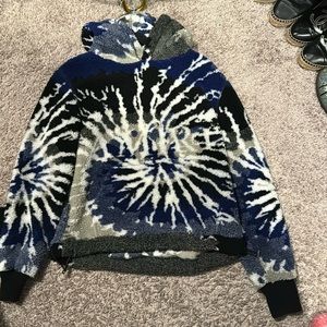 blue black white Ameri tie die sweater